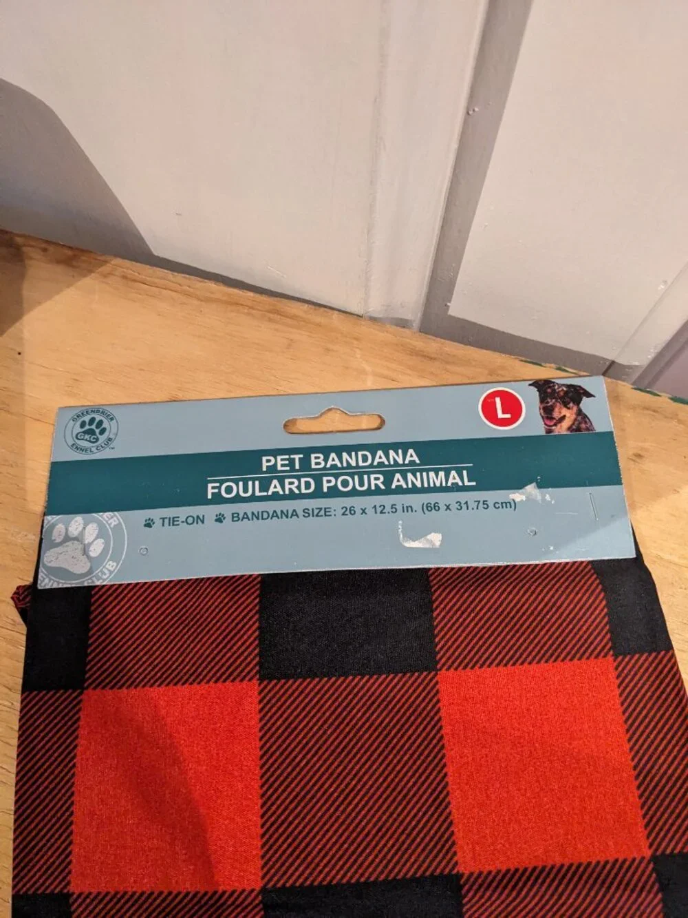 Greenbrier Kennel Club (GKC) NWT Pet Bandana - Red Check Sz L